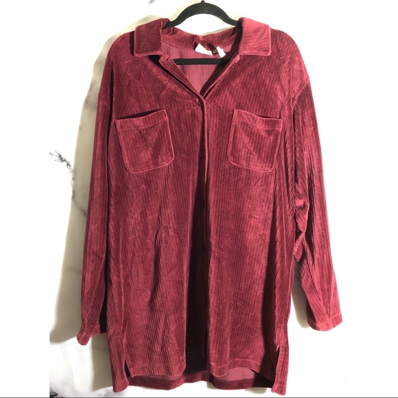 cross roads Tops - Cross Roads Burgundy Velvet Corduroy
